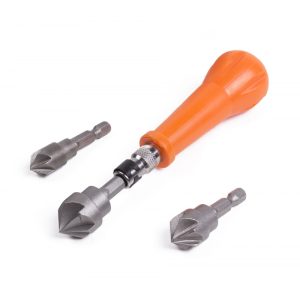 Handsenker Entgrater Set Handgriff + 3 Senker