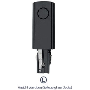 Stromanschluss (links) für Schienensystem. schwarz