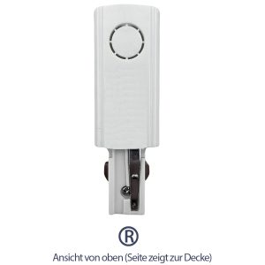 Stromanschluss (rechts) für Schienensystem. weiß