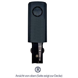Stromanschluss (rechts) für Schienensystem. schwarz