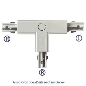 Stromschienen T-Verbinder (links) für Schienensystem. weiß