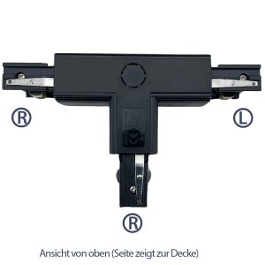 Stromschienen-Verbinder T (links) für Schienensystem. schwarz