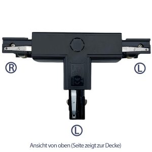Stromschienen T-Verbinder rechts für Schienensystem. schwarz
