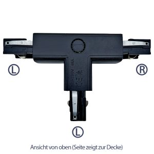 Stromschienen T2-Verbinder (rechts) für Schienensystem. schwarz