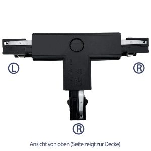 Stromschienen T2 Verbinder (links) für Schienensystem. schwarz