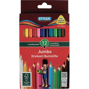 Jumbobuntstifte dreieckig. 12er Pack. bunt lackiert