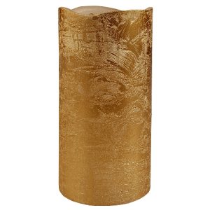 LED-Echtwachs-Kerze. 15 cm. gold