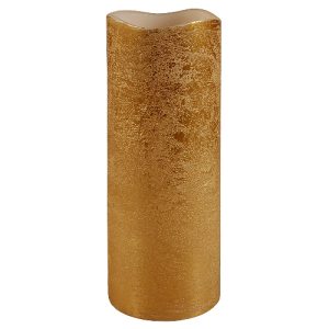 LED-Echtwachs-Kerze. 20 cm. gold