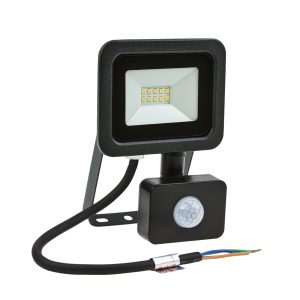 LED Fluter. 10W. 810lm. warmweiß. Bewegungsmelder. schwarz