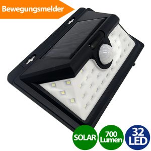Solar Wandleuchte mit Bewegungsmelder. 32 LED. Akku