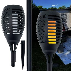 XL Solar Gartenfackel mit bewegtem LED-Licht. 60cm Höhe