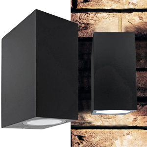 Wandleuchte „Square“. schwarz. IP44. 2-flammig
