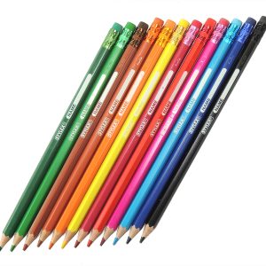 12 Buntstifte mit Radiergummi. holzfrei