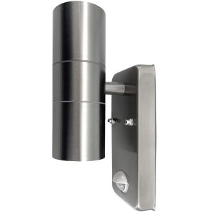Wandleuchte Rund Edelstahl 2xGU10. mit Bewegungsmelder