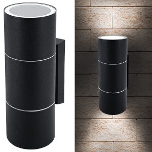 Wandleuchte Rund Aluminium 2xGU10. schwarz