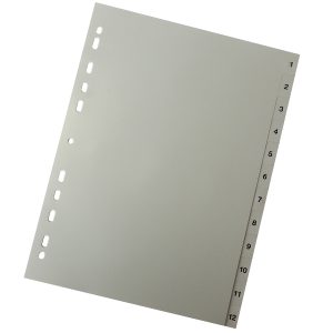 Kunststoff-Register. A4 Zahlen 1-12