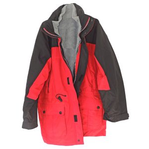 Windjacke mit Fleece-Innenjacke. Rot-Schwarz Größe XL