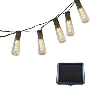 LED Solar Lichterkette. 10 Filament Lampen. 6m