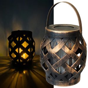 LED Korbleuchte Laterne mit Flammen-Licht