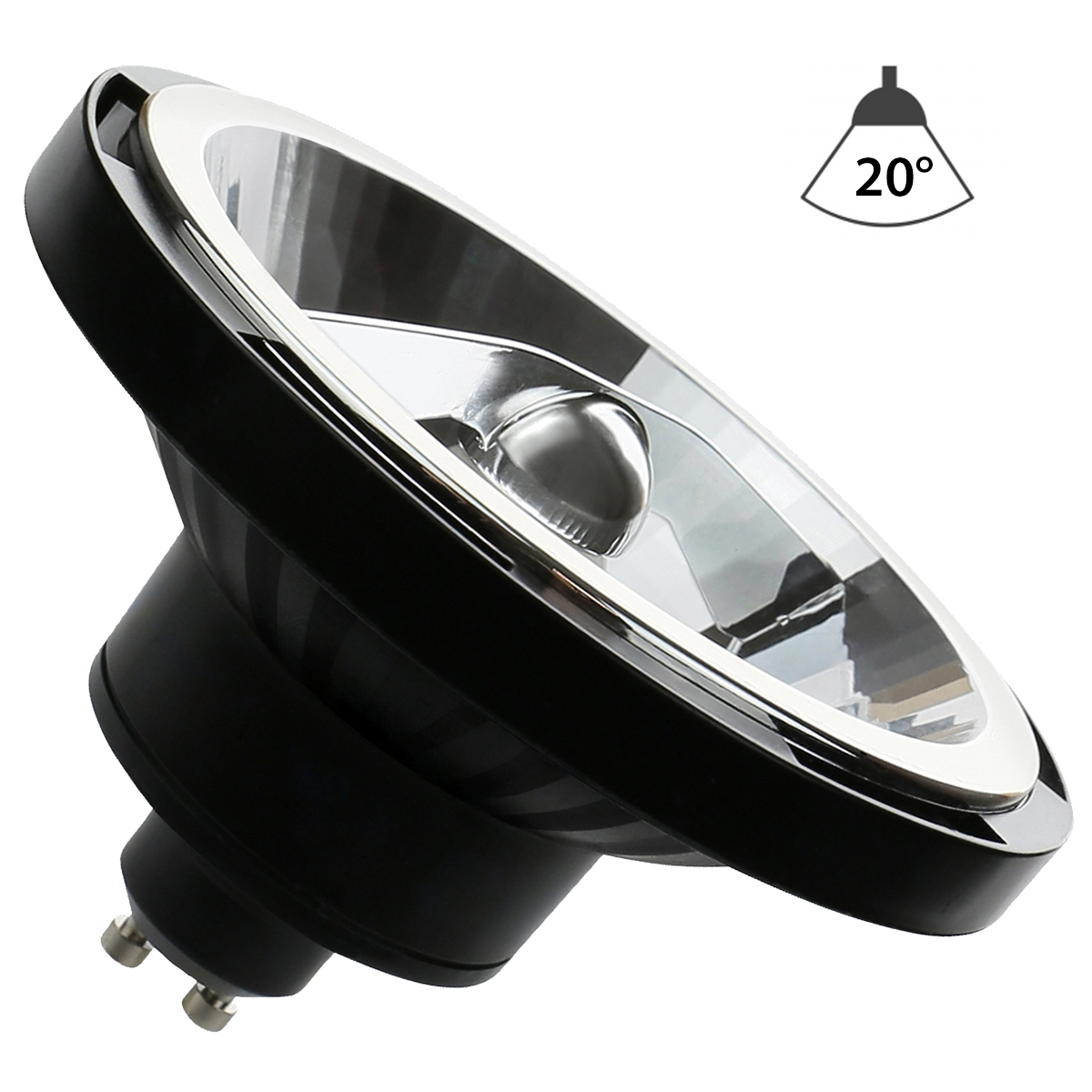 LED AR111 Spot-Strahler GU10 Sockel 10W warmweiß. Schwarz