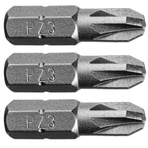 Pozidriv PZ3 Kreuzschlitz Bits. 3 Stück Bit Schraubeinsätze Länge 25mm
