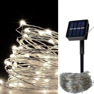 Solar Lichterkette 200 Mikro-LED Kaltweiß 20m Länge