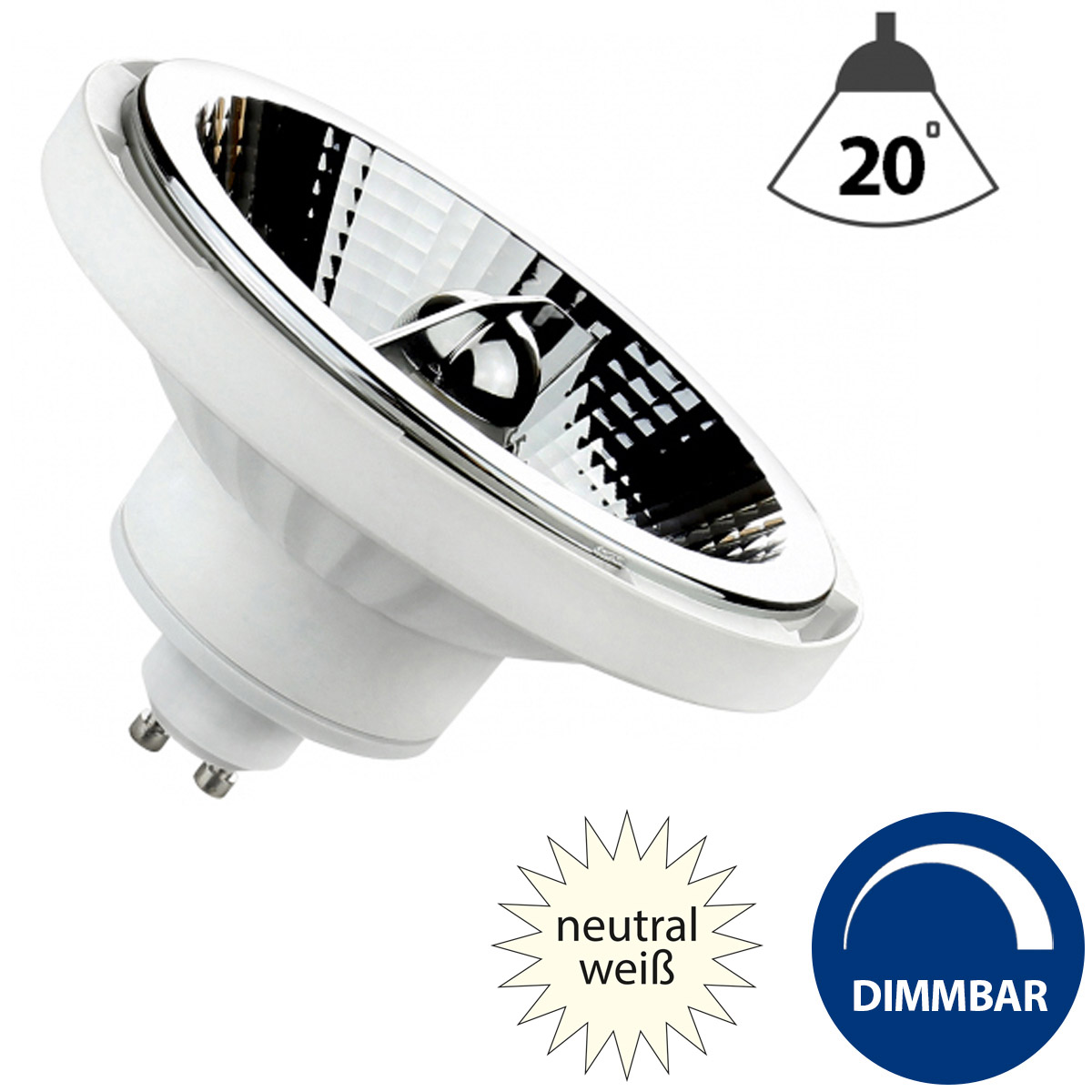 LED AR111 Spot-Strahler GU10 Sockel 10W neutralweiß. Weiß