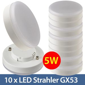 10er-Set LED Strahler GX53. 5W. 431lm warmweiß