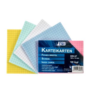 Karteikarten A7 kariert 100er Packung. farbig Karteikarten A7 kariert 100er Packung. farbig