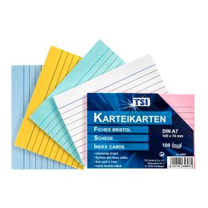 Karteikarten A7 liniert 100er Packung. farbig Karteikarten A7 liniert 100er Packung. farbig