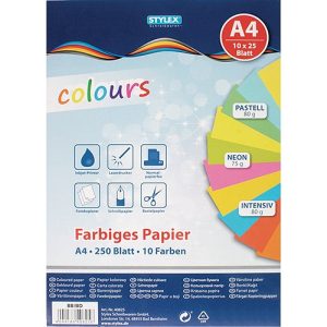 Multifunktionspapier 10 verschiedene Farben. A4 250 Blatt
