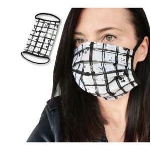 Gesichtsmaske aus Baumwolle. waschbar. Gittermuster