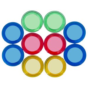 10 Magnete in verschiedenen Farben. transparent