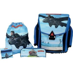 Schulranzen-Set. Dragons. blau. 8-teilig