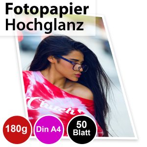 180g High-Glossy Foto-Papier Din A4. 50 Blatt