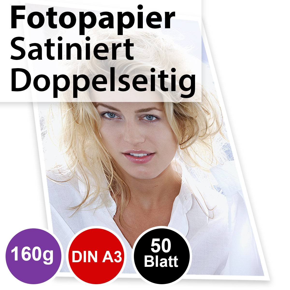 160g Satiniertes Foto-Papier Din A3. doppelseitig 50 Blatt