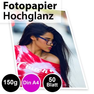 150g High-Glossy Foto-Papier Din A4. 50 Blatt