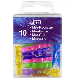 Miniklammern. bunt-transparent. 35mm. 10er-Pack