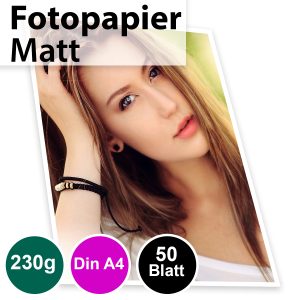 230g Mattes Foto-Papier. Inkjet Din A4. 50 Blatt