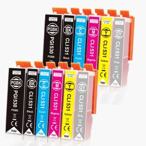 12 Patronen kompatibel zu PGI-530. CLI-531