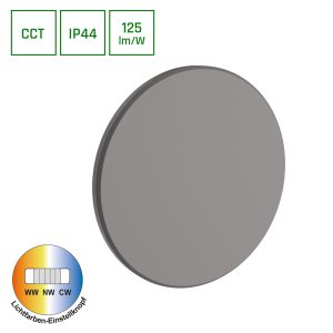 Wandleuchte PIATTA – 12W 1600lm CCT IP44 grau