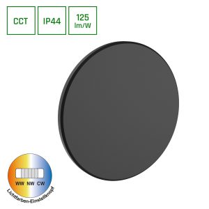 Wandleuchte PIATTA – 12W 1600lm CCT IP44 schwarz