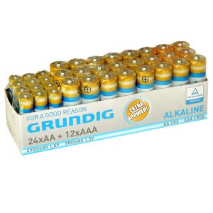 12AAA und 24AA Alkaline-Batterien. Grundig