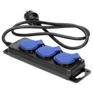 3-fach Netzkabel Verlängerung 3m. 31.5mm². IP44. schwarz