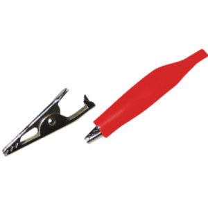 Krokodilklemme. 33mm. rot. Aufschub-Isolierung