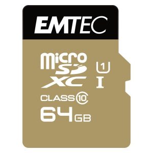 Micro SDXC Card. 64GB EMTEC Gold+ CL10 UHS-I