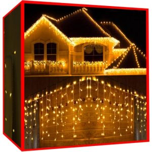 Lichtervorhang 300 LED Warmweiß 8 Leuchtmodi 230V