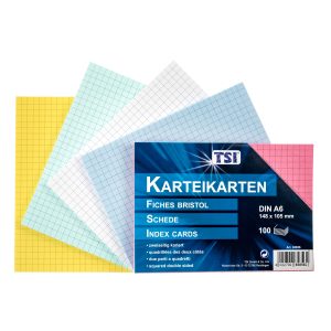 Karteikarten A6 kariert 100er Packung. farbig Karteikarten A6 kariert 100er Packung. farbig