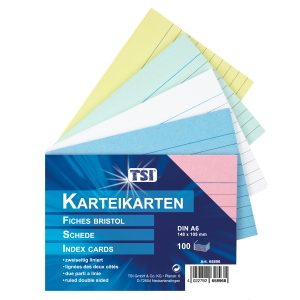 Karteikarten A6 liniert 100er Packung. farbig Karteikarten A6 liniert 100er Packung. farbig