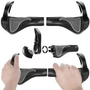 Ergonomische Fahrradgriffe mit rutschsicherem Profil und Hörnern. schwarz